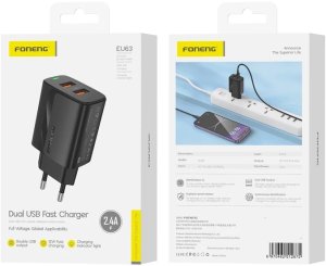 FONENG ładowarka sieciowa EU63 2.4A 12W 2xUSB Czarny standard 1