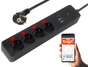98-421# Inteligentna listwa zasilająca czarna 3m 2xusb+usb-c wifi tuya 1