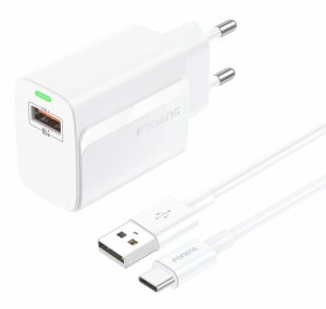 Ładowarka Foneng FONENG ładowarka sieciowa EU64 18W 1xUSB QC3.0 + kabel USB-C Biały standard 2