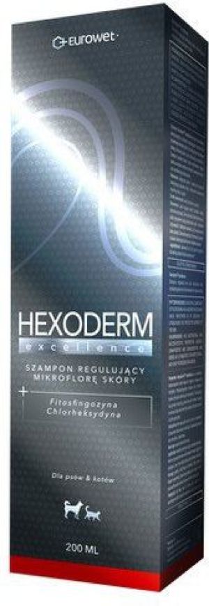 EUROWET Hexoderm Excellence - szampon regulujący mikroflorę skóry z fitosfingozyną i chlorheksydyną dla kota i psa 200ml 1