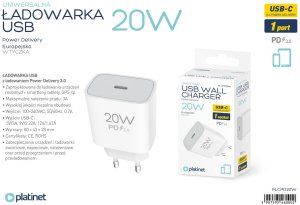 Ładowarka sieciowa 230V PLATINET 1xUSB-A + 1xUSB-C 20W biała (46000) 4