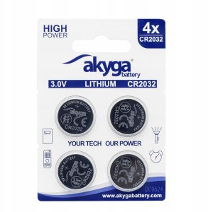 Bateria litowa CR2032 Akyga AKY2100 3V / 210mAh 4szt 1