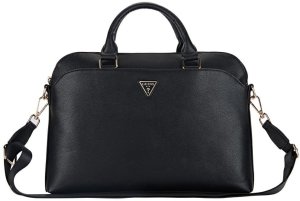 Bag Guess Grained Zipper Pocket Triangle Logo 15" black 1