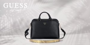 Bag Guess Grained Zipper Pocket Triangle Logo 15" black 5