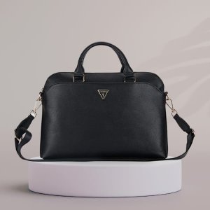 Bag Guess Grained Zipper Pocket Triangle Logo 15" black 6