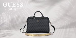 Bag Guess 4G Zipper Pocket Triangle Logo 15" black 4