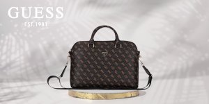 Bag Guess New 4G Zipper Pocket Triangle Logo 15" black 4