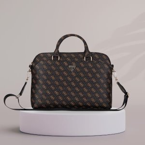 Bag Guess New 4G Zipper Pocket Triangle Logo 15" black 5