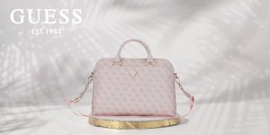 Bag Guess 4G Zipper Pocket Triangle Logo 15" pink 4