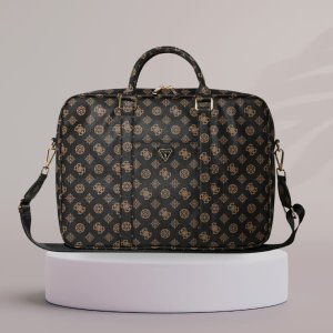 Bag Guess 4G Peony Front Pocket Zipper Triangle Logo 16" black 5