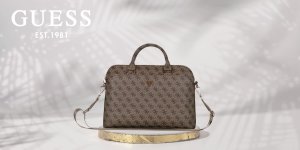 Bag Guess 4G Zipper Pocket Triangle Logo 15" brown 4