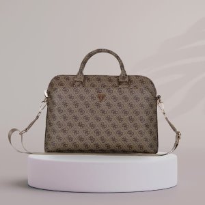 Bag Guess 4G Zipper Pocket Triangle Logo 15" brown 5