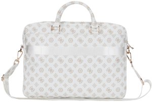 Bag Guess 4G Peony Front Pocket Zipper Triangle Logo 16" white 2
