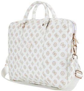 Bag Guess 4G Peony Front Pocket Zipper Triangle Logo 16" white 6