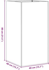 vidaXL Doniczka Czarna 40x40x80 cm Stal cold rolled 9