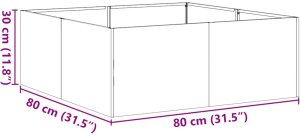 vidaXL Doniczka 80x80x30 cm Stal nierdzewna 9