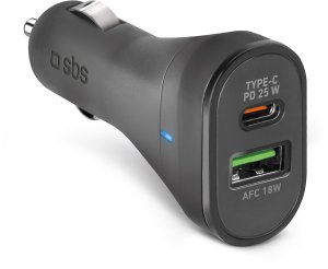 Ładowarka samochodowa SBS TECRPD25W 25W USB-A USB-C z Power Delivery - czarna 1