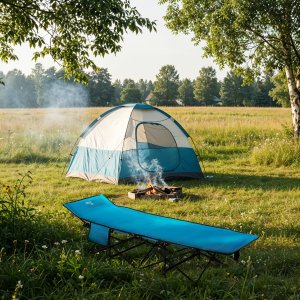 Łóżko turystyczne NILS CAMP NC2701 składane polowe niebieskie Oxford 600D 2