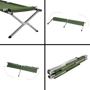 Łóżko turystyczne NILS CAMP NC2756 składane campingowe zielony Oxford 3