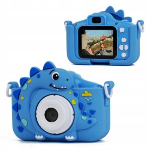 Aparat Cyfrow 48mp Kamera 1080p Dla Dziecka 5x Gry Mp3  Xrec X2 / Dinozaur Niebieski 3