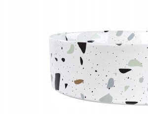 Umywalka Beliani Umywalka nablatowa ceramiczna ⌀ 40 cm biała z efektem lastryko NULES 5