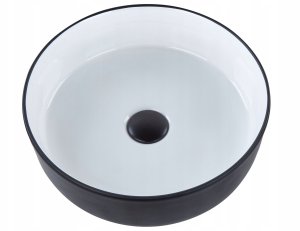 Umywalka Beliani Umywalka nablatowa ceramiczna ⌀ 36 cm biała z czarnym CALIG 4