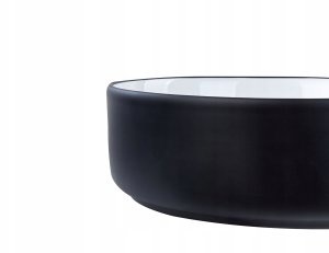 Umywalka Beliani Umywalka nablatowa ceramiczna ⌀ 36 cm biała z czarnym CALIG 5