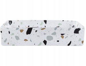 Umywalka Beliani Umywalka nablatowa ceramiczna 51 x 34 cm biała z efektem lastryko NULES 1