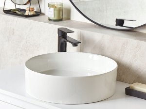 Umywalka Beliani Umywalka nablatowa ceramiczna okrągła ⌀ 40 cm biała TEBAR 2
