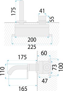 Bateria podtynkowa Rea Argon Złota szczotkowana + BOX 5
