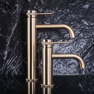 Bateria Umywalkowa REA Lungo Grip Złota Szczotkowana Niska 3