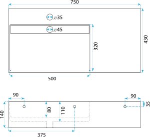 Umywalka konglomeratowa Archi 75 CM biały 8