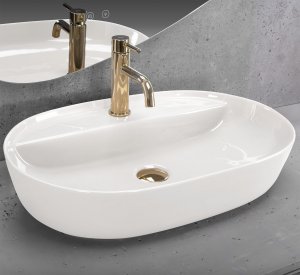 Umywalka REA Aura 61 Ecru Shiny 2