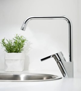 ORAS SAGA STYLE sink faucet, tall, with a long 22 cm spout, chrome color. 2