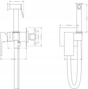 Bidė dušelio komplektas Mexen Cube, Juodas 2