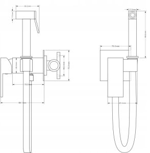 Bidė dušelio komplektas Mexen Cube, Juodas 4