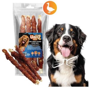 UNIQ PETS dog snacks 320g Długi patyk ze skóry wołowej z kaczką 28cm 1