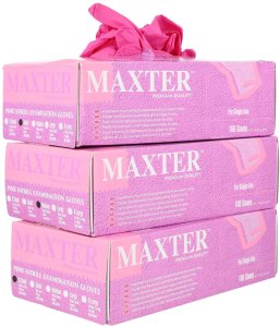 MAXTER rozm. S opk/100 szt. różowe Rękawice nitrylowe bezpudrowe 1
