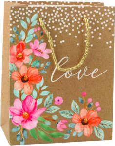 Torba Prezentowa Napis Love Kwiaty 23 x 18 x 10,5 cm 3