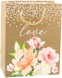 Torba Prezentowa Napis Love Kwiaty 23 x 18 x 10,5 cm 4