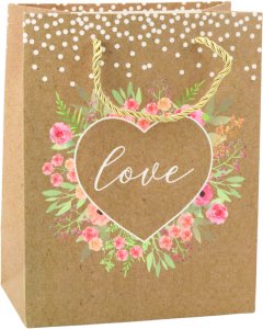 Torba Prezentowa Napis Love Kwiaty 23 x 18 x 10,5 cm 5