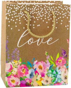 Torba Prezentowa Napis Love Kwiaty 23 x 18 x 10,5 cm 6