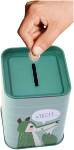 Skarbonka Lisek Metalowa Nauka Oszczędzania Zielona 11x8cm 3