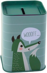 Skarbonka Lisek Metalowa Nauka Oszczędzania Zielona 11x8cm 4