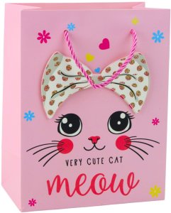 Torba Prezentowa Papierowa Kotki Brokatowa Różowa 23 x 18 x 10,5 cm 3