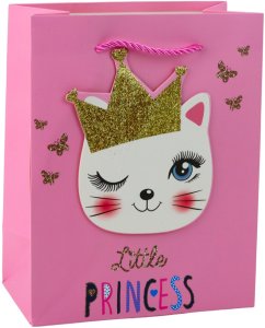 Torba Prezentowa Papierowa Kotki Brokatowa Różowa 23 x 18 x 10,5 cm 4