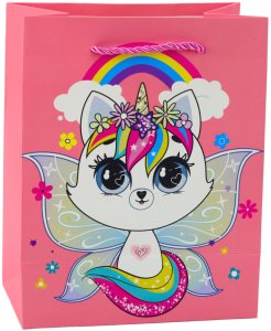 Torba Prezentowa Papierowa Kotki Brokatowa Różowa 23 x 18 x 10,5 cm 5