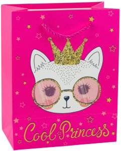 Torba Prezentowa Papierowa Kotki Brokatowa Różowa 23 x 18 x 10,5 cm 6