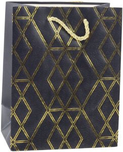 Lean Torba Prezentowa Papierowa Elegancka Złote Wzory 23 x 18 x 10,5 cm 3