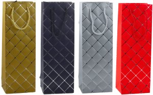 Torba Prezentowa Na Wino Butelkę Papierowa Srebrne Elementy 35 x 12 x 9 cm 2